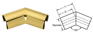 CRL Polished Brass 3" Diameter 135 Degree Horizontal Corner for 3/4" Glass Cap Railing