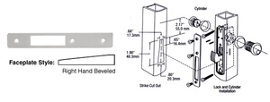 CRL Aluminum Right Hand Beveled Faceplate for DL2130 Series Hook Throw Deadlocks