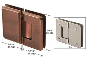 CRL Antique Brushed Copper Pinnacle 180 Series 180 Degree Glass-to-Glass Standard Hinge