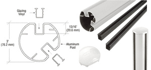 CRL Sky White AWS 3" Diameter Round 135 Degree 60" Post Kit