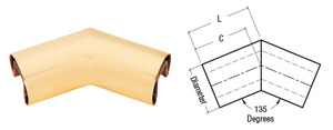 CRL Satin Brass 2" Diameter 135 Degree Horizontal Corner for 3/4" Glass Cap Railing