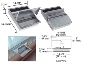 CRL Brushed Stainless Steel 14-3/4" Wide x 16-11/16" Deep x 2-3/4" High Recessed Deal Tray with Flip Lid