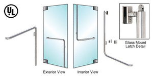 CRL-Blumcraft® Brushed Stainless Left Hand Reverse Glass Mount Keyed Access 'C' Exterior, Top Securing Panic Handle