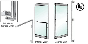 CRL-Blumcraft® Brushed Stainless Right Hand Double Acting Rail Mount Keyed Access "F" Exterior Bottom Securing Electronic Egress Control Handle