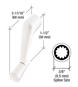 CRL White Casement Operator Handle with 3/8" Spline Size and 2-11/16" Length