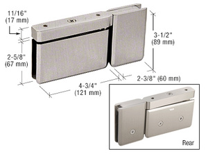 CRL Brushed Nickel Top or Bottom Mount Senior Prima Pivot Hinge with Attached U-Clamp