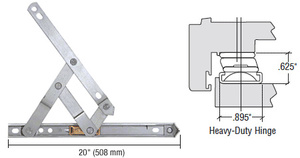 CRL Truth® 20" Heavy-Duty 4-Bar Stainless Steel Window Hinge