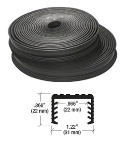 CRL Black Flexible Rubber LR20 Series Cap Rail Insert for 25.52 mm Laminated Glass - 100' (30.5 m)