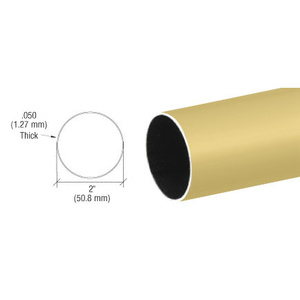 CRL Satin Brass 2" Diameter Round .050" Tubing - 216"