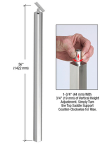 CRL P1 Series 316 Polished Stainless 56" Railing Post Only With Adjustable Saddle