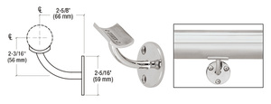 CRL Polished Stainless Del Mar Series Wall Mounted Long Arm Hand Rail Bracket