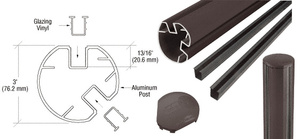 CRL Matte Bronze AWS 3" Diameter Round 135 Degree 48" Post Kit