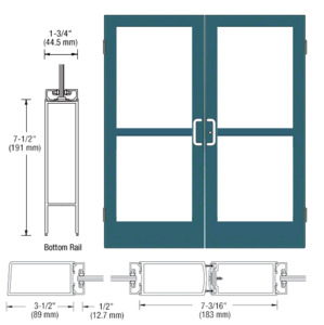 CRL-U.S. Aluminum Custom KYNAR® Paint Custom Pair Series 400 Medium Stile Butt Hinged Entrance Doors With Panics for Surface Mount Door Closers