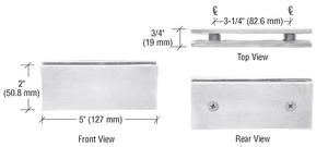 CRL Polished Nickel Square 180 Degree Glass-to-Glass Clamp