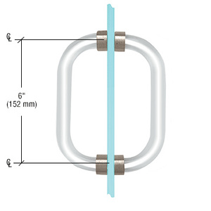 CRL 6" Acrylic Back-to-Back Shower Door Pull Handle with Brushed Nickel Rings