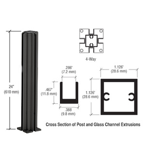 CRL Semi-Gloss Black 24" 4-Way Design Series Partition Post
