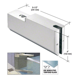 CRL Brushed Stainless 4" Tapered GRS Dry Glaze 9-1/2" Top Patch Gate Rail for 3/8" Glass