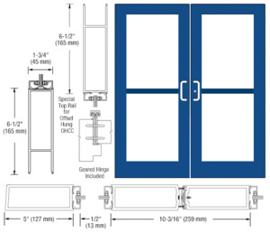 CRL-U.S. Aluminum Custom KYNAR® Paint Custom Pair Series 550 Wide Stile Geared Hinge Entrance Doors For Panics and Overhead Concealed Door ClosersCustom Pair Series 550 Wide Stile Geared Hinge Entrance Doors for Panics and Overhead Concealed Door Clo