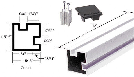 CRL Buffed Brite Anodized 12" Corner Aluminum Counter Post