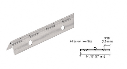CRL Nickel on Steel Piano Hinge with 1-1/16" Open Width
