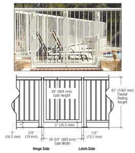 CRL Oyster White 36" 350 Series Aluminum Railing System Gate With Picket for 1/4" to 3/8" Glass