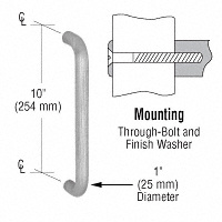 CRL 1" Brushed Stainless Solid Pull Handle - 10"