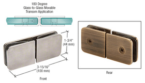 CRL Brushed Nickel Traditional Style Movable Glass-To-Glass Transom Glass Clamp