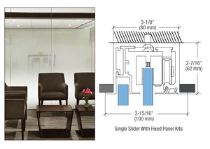 CRL 490 Series Satin Anodized Drop Ceiling Mount Sliding Door with