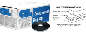 CRL Black 1/8" x 1/2" All-Purpose Foam Mounting Tape