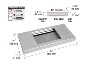 CRL Brushed Stainless 24" Wide x 12" Deep Level 1 Protection Stainless Steel Shelf with Deal Tray