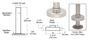 CRL Brushed Stainless Steel Flange and Canopy for 1-1/2" Tubing