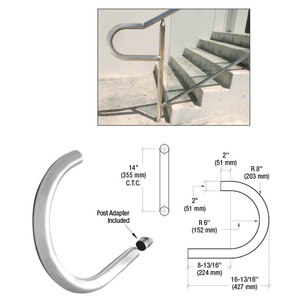 CRL 316 Polished Stainless CRS Cap Rail Return with Post Adaptor