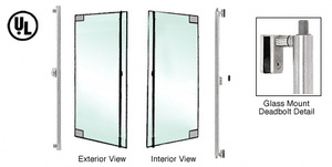 CRL-Blumcraft® Brushed Stainless Left Hand Double Acting Glass Mount 'F' Exterior Top and Bottom Secured Deadbolt Handle With Cylinder Outside and Thumbturn Inside