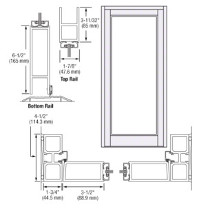 CRL-U.S. Aluminum White KYNAR® Paint Blank Single Series 800 Durafront Medium Stile Offset Hung Entrance Door- No Prep