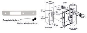 CRL Aluminum Radius Weather-stripped Faceplate for DL2130 Series Hook Throw Deadlocks