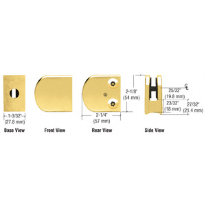 CRL Polished Brass Z-Series Large Round Clamp for 3/8" Glass