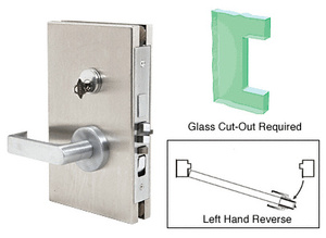CRL Brushed Stainless 6" x 10" LHR Center Lock With Deadlatch in Entrance Lock Function