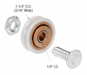 CRL 1-1/4" Diameter Nylon Ball Bearing Replacement Roller 5/16" Wide