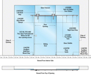 CRL Matte Black Double Roller Laguna Series Single Sliding Door Glass Mount Installation Assembly