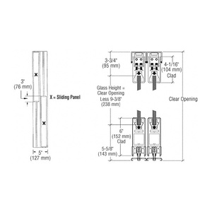 CRL Satin Anodized XX Format Sliding Door Entrance System - 4" Square Top 6" Square Bottom Rail