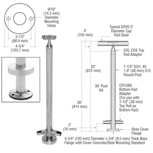 CRL Brushed Stainless 36" CRS Stainless Steel 135 Degree Angle Post Kit