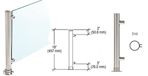 CRL Brushed Stainless 18" High 1-1/2" Round PP45 Contemporary Series Straight Front Counter/Partition End Post