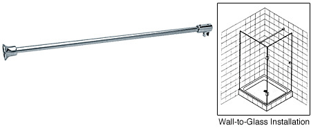 CRL Polished Chrome Frameless Shower Door Fixed Panel Wall-To-Glass Support Bar for 1/4" to 5/16" Thick Glass