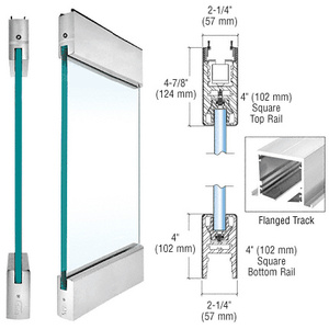 CRL Brushed Stainless Type 1 Flanged SPS with 4" Square Rails Top and Bottom