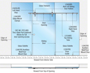 CRL Brushed Stainless Laguna Series Single Sliding Door Glass Mount Installation Assembly