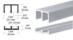 CRL Gray Plastic Track for 1/2" Sliding Panels