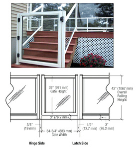CRL Sky White 36" 350 Series Aluminum Railing System Gate for 1/4" to 3/8" Glass