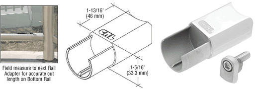 CRL 316 Polished Stainless CRS Rail Adaptor for Level Bottom Rails