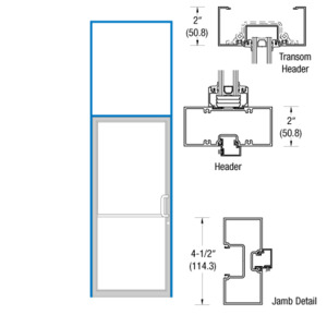 CRL-U.S. Aluminum Dark Bronze/Black Anodized Class 1Transom Frame for Single Butt Hung Left Hand Door Using Surface Mount Closer