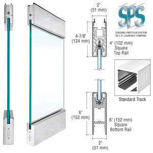 CRL Brushed Stainless Type 2 Standard SPS With 4" Square Rail on the Top and 6" Square Rail on the Bottom